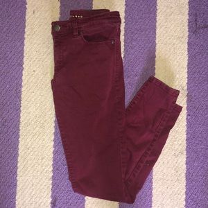 burgundy red skinny jeans
